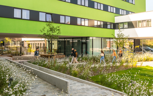 Upkot student building Campus Upkot on the Chaussée de Binche in Mons.