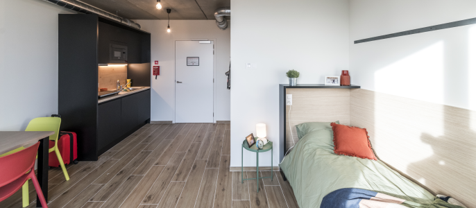 Upstudio for 1 person at Wing Upkot Ghent.